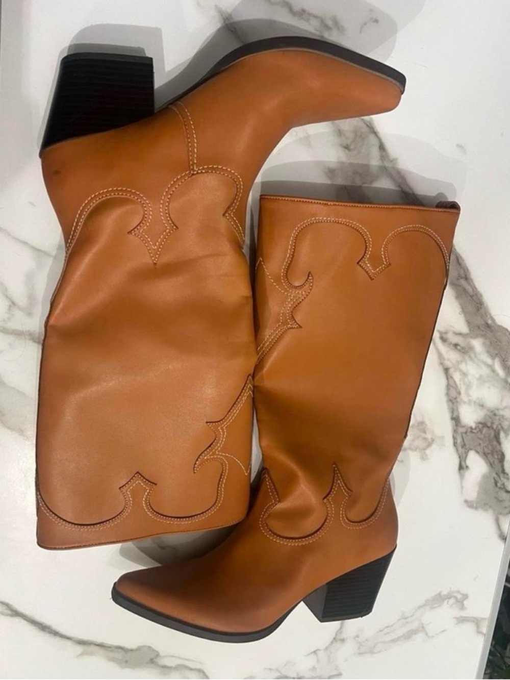 Zodiac Chestnut Brown Mid-Calf Western Heeled Boots - Picture 2 of 6
